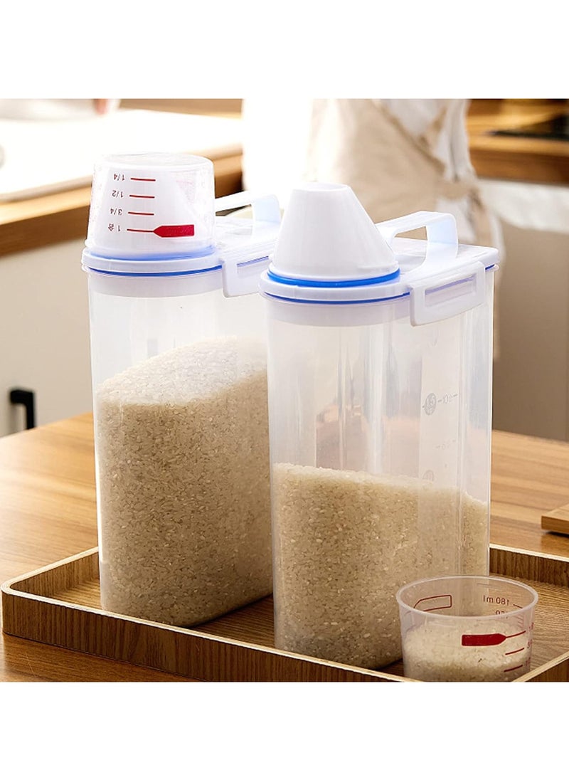 Generic 2KG Plastic Rice Storage Bin Flour Box Food Storage Container with Measuring Cup Portable Easy Grip Handle for Kitchen Dry Food(1pcs)  - Image 4