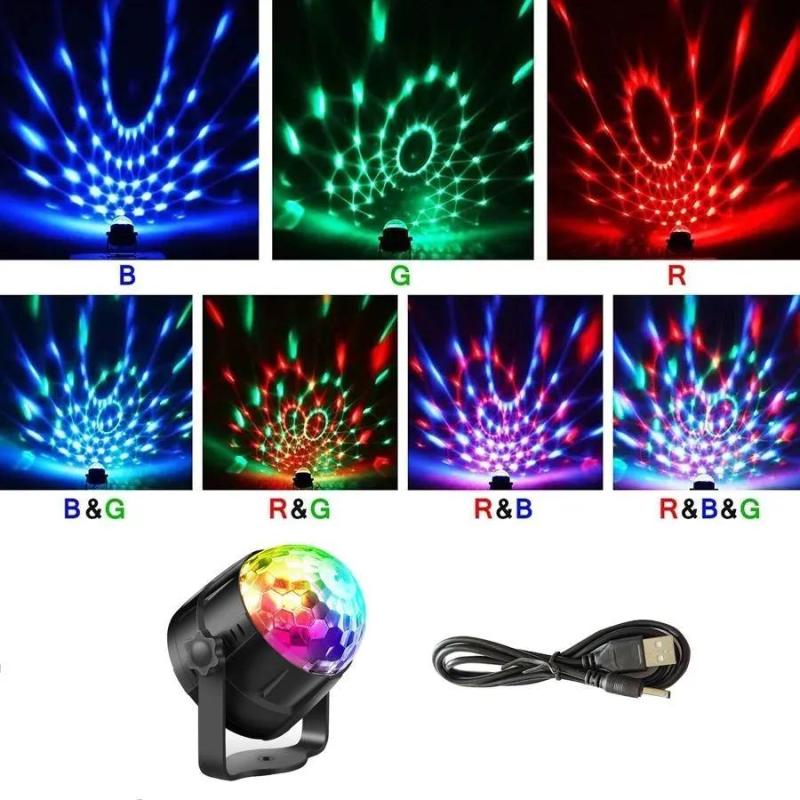 مصباح LED دوار: تأثيرات الكاميلون متعددة الألوان بقوة 1.2 واط - مصباح صغير محمول بمصدر طاقة USB مع إسقاط سماكة نجومي للحفلات المنزلية، وتزيين الساحة، وتجهيز المساحات المحيطة - Image 4