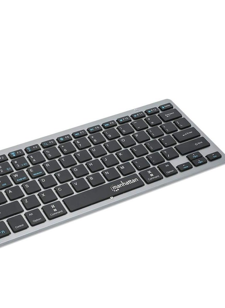 Manhattan - Manhattan Ultra Slim Dual-Mode Wireless Keyboard - 180559 - Dark Gray / Black - Image 1