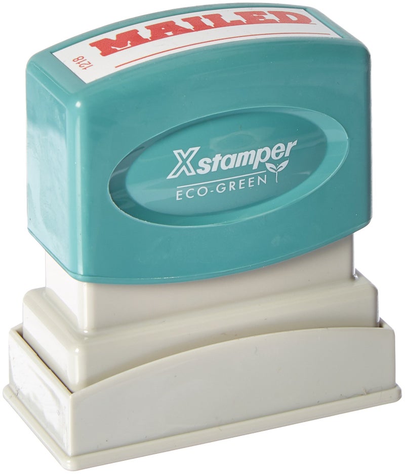 Xstamper 1218 MAILED with Space for Initial or Date, Pre Inked Laser Engraved Rubber Stamp, Red Ink, Impression Size: 1/2" x 1-5/8" - Image 1
