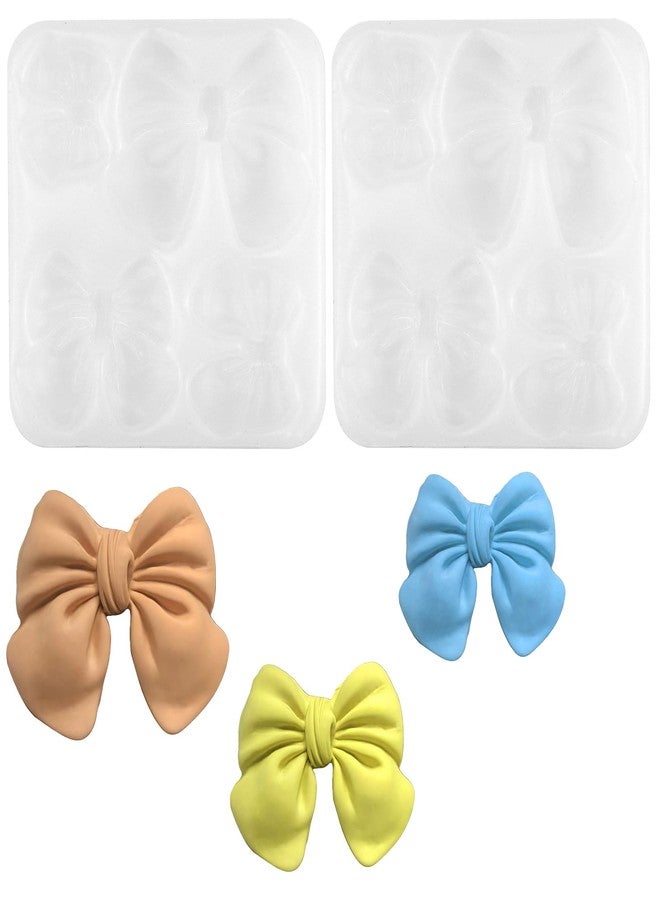 LCJAOF 2 Pack White Mini Bow Silicone Molds, Set of 2 with 4 Cavities Each for Chocolate Fondant Resin Candy Cake Decorating - Image 1