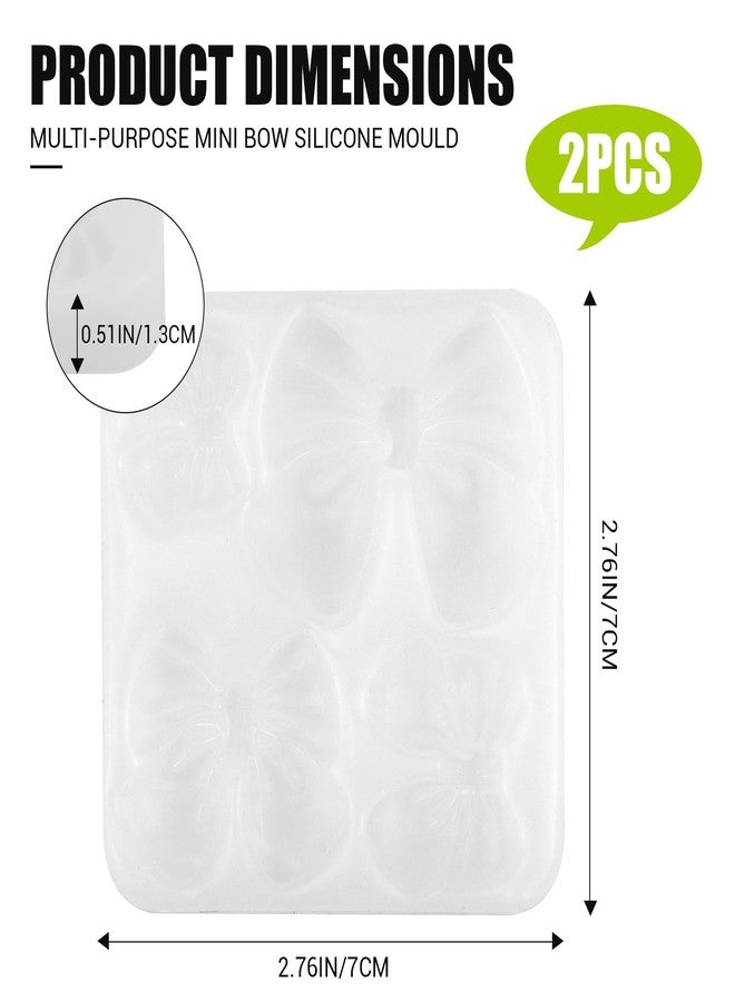LCJAOF 2 Pack White Mini Bow Silicone Molds, Set of 2 with 4 Cavities Each for Chocolate Fondant Resin Candy Cake Decorating - Image 2