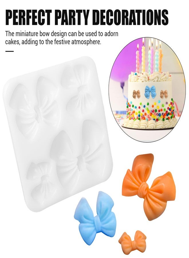 LCJAOF 2 Pack White Mini Bow Silicone Molds, Set of 2 with 4 Cavities Each for Chocolate Fondant Resin Candy Cake Decorating - Image 4