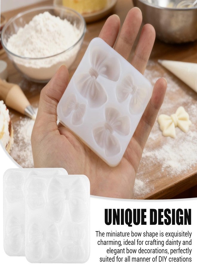 LCJAOF 2 Pack White Mini Bow Silicone Molds, Set of 2 with 4 Cavities Each for Chocolate Fondant Resin Candy Cake Decorating - Image 3