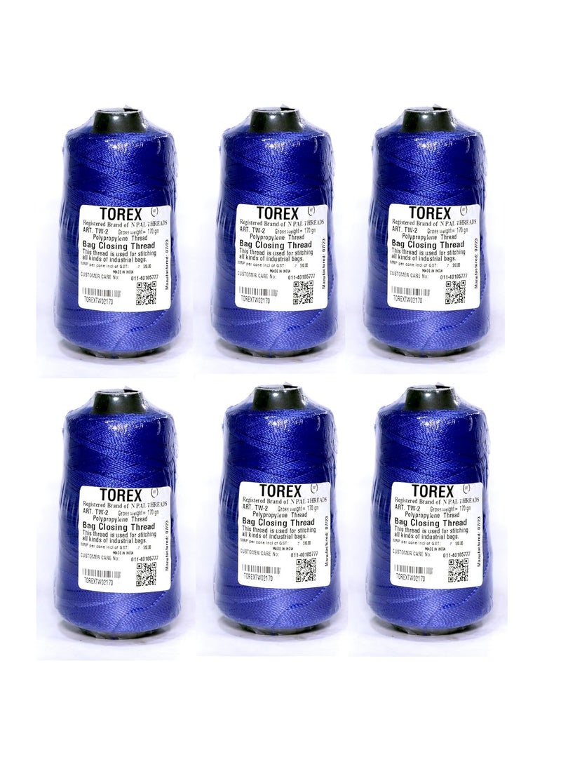 Torex TOREX� | Polypropylene 2 Ply 170 Gram Used for Stitching Unbreakable Bag Closing Thread TW-2 Blue (6)  - Image 1