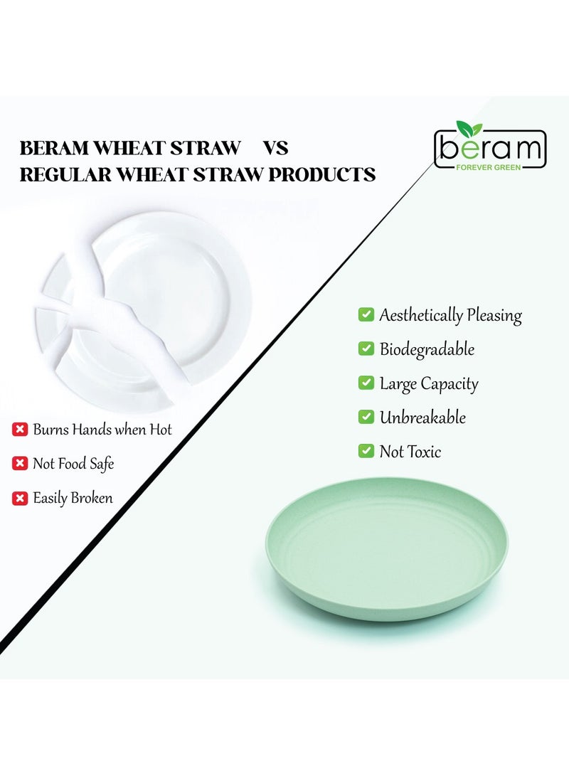 بيرام طقم عشاء مكون من 28 قطعة، إكسسوارات طاولة طعام من قش القمح، منتجات مطبخ صحية، أطباق وأوعية، أدوات مائدة مع علب سفر، آمنة للاستخدام في الميكروويف وخالية من مادة بيسفينول أ، أدوات مائدة للاستخدام اليومي - Image 4