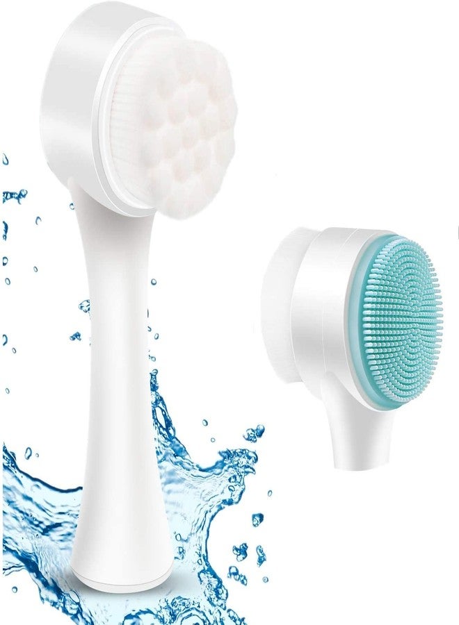 SIYANSHU 2 In 1 Face Brush - Manual Facial Cleansing Brush And Pore Cleansing Manual Dual Face Brush For Sensitive, Delicate, Dry Skin (Pack Of-1, Blue And Pink Random) - Image 1