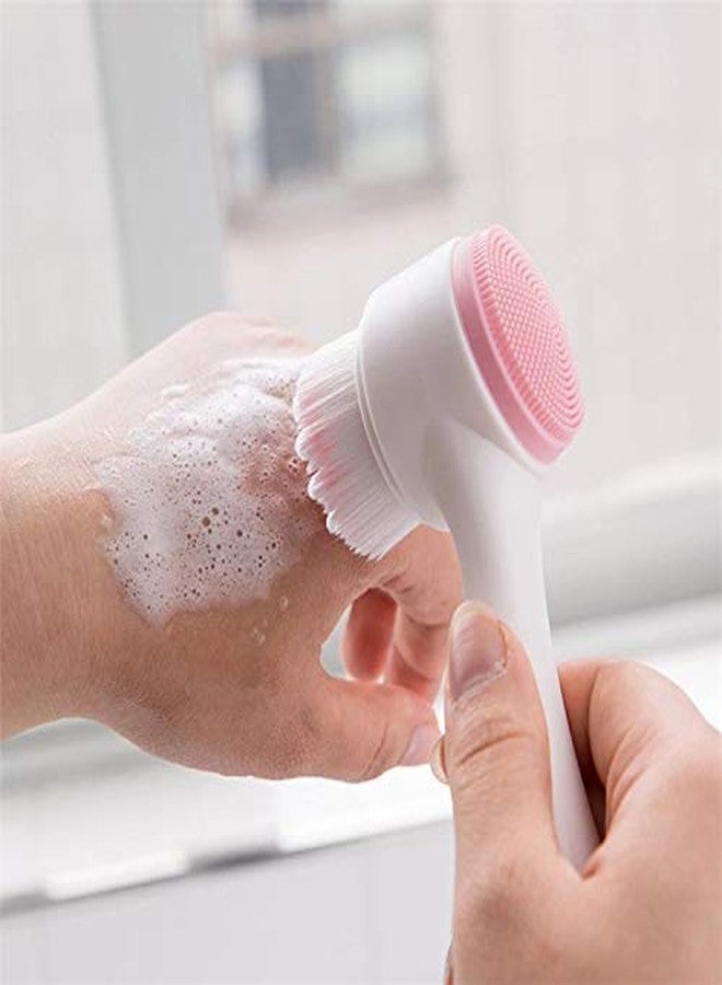 SIYANSHU 2 In 1 Face Brush - Manual Facial Cleansing Brush And Pore Cleansing Manual Dual Face Brush For Sensitive, Delicate, Dry Skin (Pack Of-1, Blue And Pink Random) - Image 2
