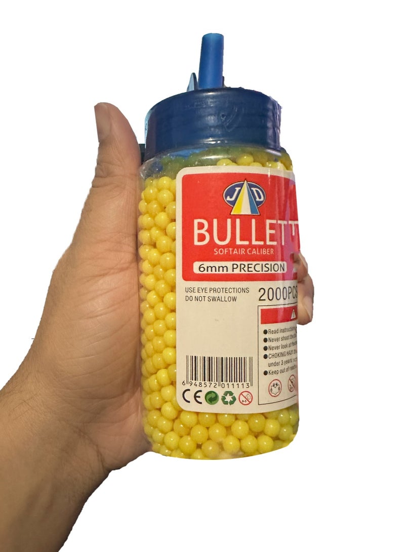 BB Bullets 6mm Round 2000 Piece In Bottle - Yellow - Image 1