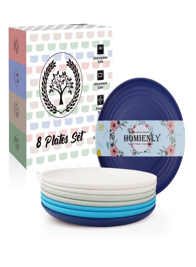 Homienly Wheat Straw Mini Plates | For Dessert, Appetizer, Breakfast & Snacks | Long-lasting Plastic Plates & Salad Plates Collection -8-Pack Small Plate Set -Island Series - Image 1