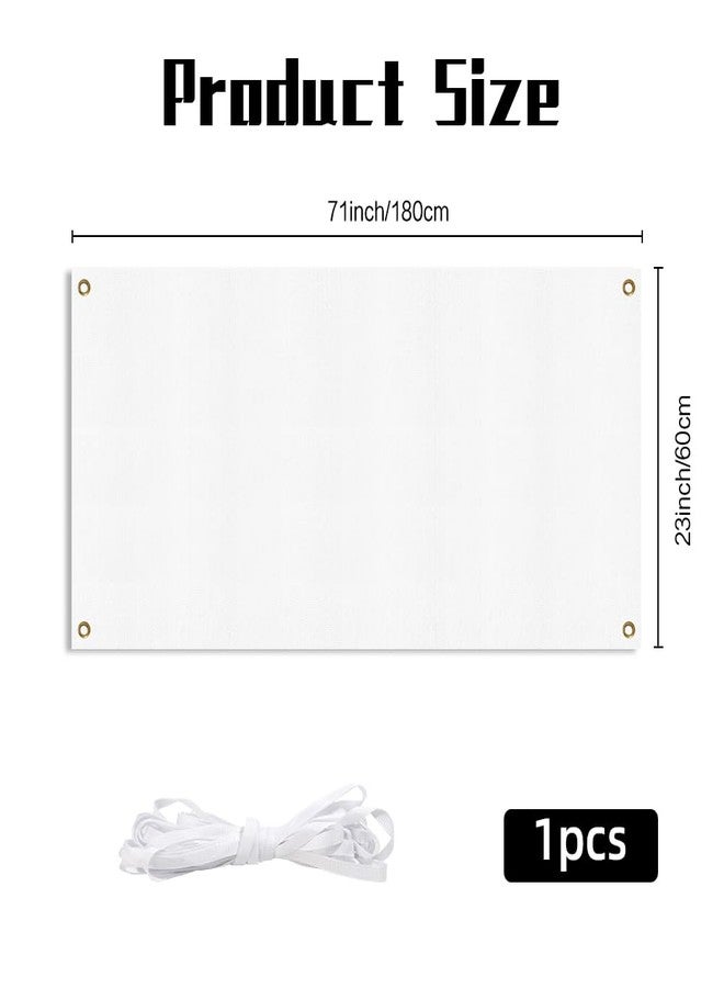 Luktastic Blank Banner, Large White Polyester Oxford Cloth Sublimation Blank Banners with Hanging Rope For Outdoor Wall, DIY Banner Kit Decoration for Business Graduation Birthday Party 2 × 6ft, I Pack - Image 2