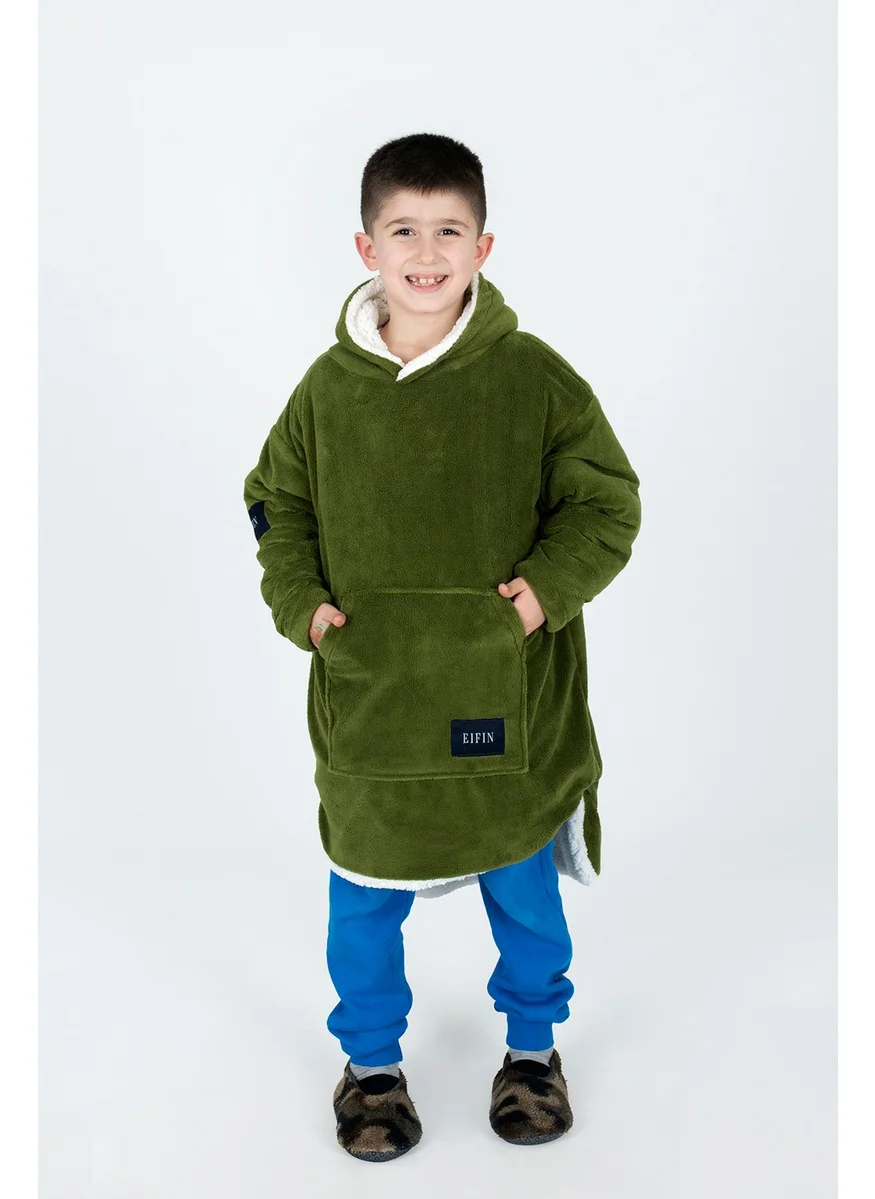 EIFIN Eıfın Children's Double Layer Welsoft Oversize Wearable Blanket Poncho Unisex Hooded Sweatshirt