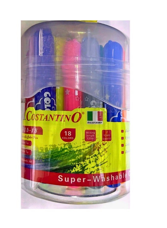 COSTANTINO 18-Pieces Super Washable Color Pen Multicolor - Image 3