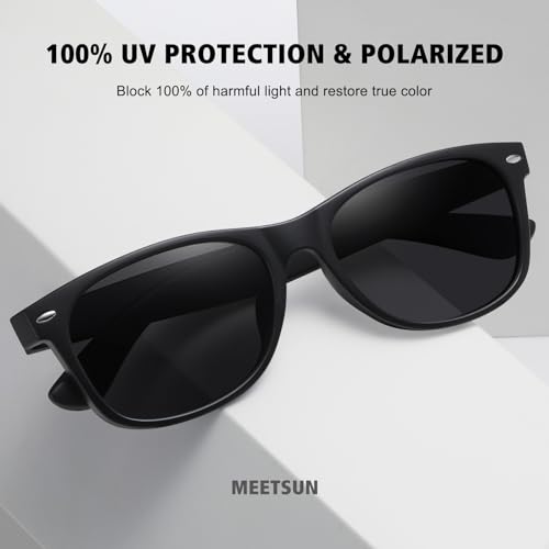 MEETSUN Classic Polarized Sunglasses for Women Men Trendy Retro Vintage Sun Glasses for Driving UV Protection 3 Pack Black Grey Leopard Brown - Image 3