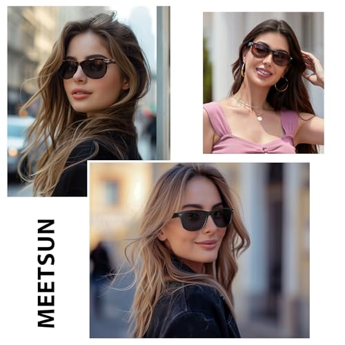 MEETSUN Classic Polarized Sunglasses for Women Men Trendy Retro Vintage Sun Glasses for Driving UV Protection 3 Pack Black Grey Leopard Brown - Image 2