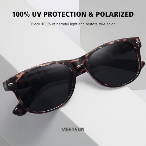 MEETSUN Classic Polarized Sunglasses for Women Men Trendy Retro Vintage Sun Glasses for Driving UV Protection 3 Pack Black Grey Leopard Brown - Image 5