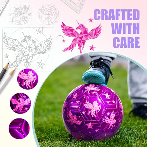 INPODAK Soccer Ball Size 3 Size 2 for Toddlers Kids 1-3 3-8, 1 or 2 Pack Cartoon Small Dinosaur Unicorn Soccer Ball Gifts for Girls Boys, Indoor Outdoor Sports Play Toys Birthday Gifts with Pump - Image 4