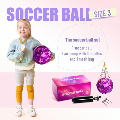 INPODAK Soccer Ball Size 3 Size 2 for Toddlers Kids 1-3 3-8, 1 or 2 Pack Cartoon Small Dinosaur Unicorn Soccer Ball Gifts for Girls Boys, Indoor Outdoor Sports Play Toys Birthday Gifts with Pump - Image 3