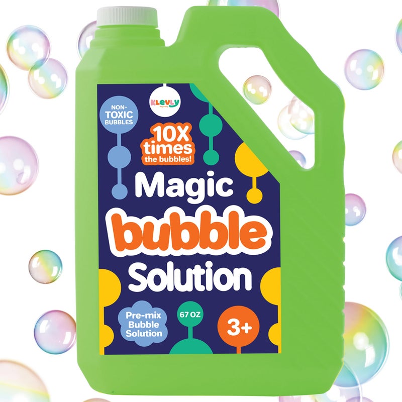 Klevly Iridescent Bubble Solution Refill 67 OZ | Non-Toxic Pre-Mix Bubble Refill Solution No Mixing or Measuring Required | Bubbles for Kids | Bubbles Bulk | Bubble Machine Solution | Giant Bubbles (67 OZ) - Image 1
