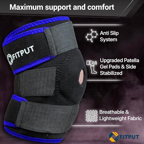 FITPUT Premium KneeCap For Women (1 Pair) Breathable Knee Caps For Women For Pain Relief Knee Cap For Men Sports Gym Knee Cap For Men Pain Relief (Blue/Black) - Image 3