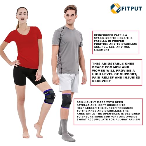 FITPUT Premium KneeCap For Women (1 Pair) Breathable Knee Caps For Women For Pain Relief Knee Cap For Men Sports Gym Knee Cap For Men Pain Relief (Blue/Black) - Image 4
