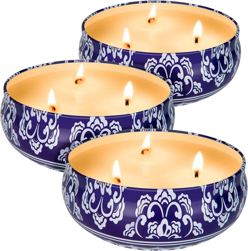 Citronella Candles Outdoor and Indoor 3 x 13.5 Oz,3 Wick Scented Candles Gift Set,Aromatherapy Candles Natural Soy Wax Candle in Portable Travel Tin 3 Pack