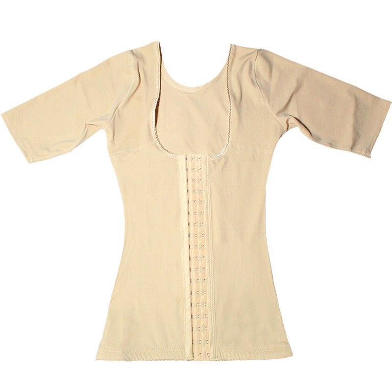 Short Sleeve Shapewear Top with Three Rows of Adjustable Buttons, Thin Non-Rolling Design, No Steel Bones, Beautiful Back and Tummy Control - Image 5