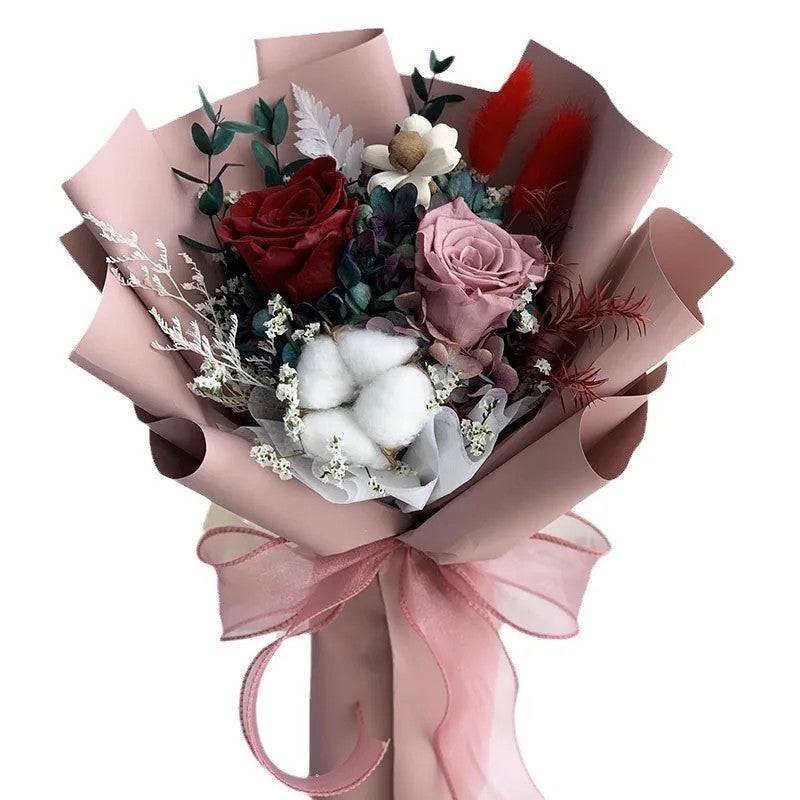Bluejw High Quality Real Natural Dried Flower Bouquet – Preserved Rose Bouquet with Dried Plants for Teacher Appreciation Day, Graduation Gift & Home Decor - Image 2