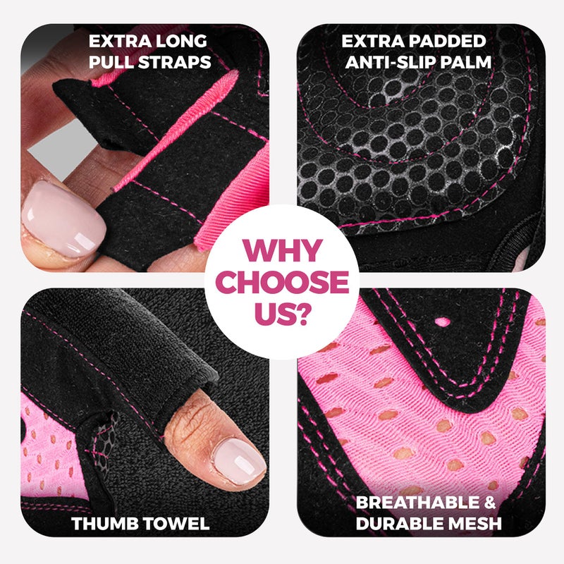 MhIL Workout Gloves for Women â€“ Breathable Gym Gloves for Women with Palm Protection and Enhanced Grip â€“ Padded Weight Lifting Glove for Womens with Wrist Wraps Support Weightlifting Exercise Cycling - Image 3
