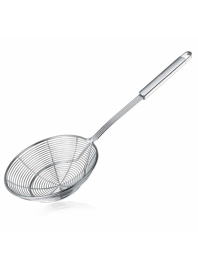 Swify Spider Strainer Skimmer, Stainless Steel Asian Strainer Ladle Frying Spoon with Handle for Kitchen Deep Fryer, Pasta, Spaghetti, Noodle, 7 Inch - Image 1