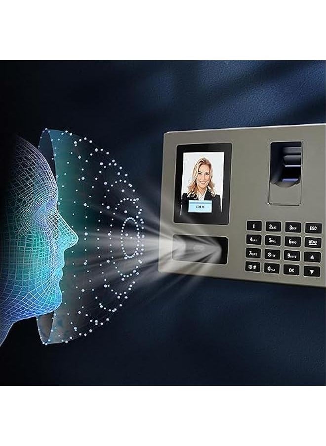 Generic - Fingerprint Time Clock, Face Biometric Fingerprint Password Attendance Machine for Employees Small Business with TFT LCD Screen, Up to 1500 Users (US Plug) - Image 1