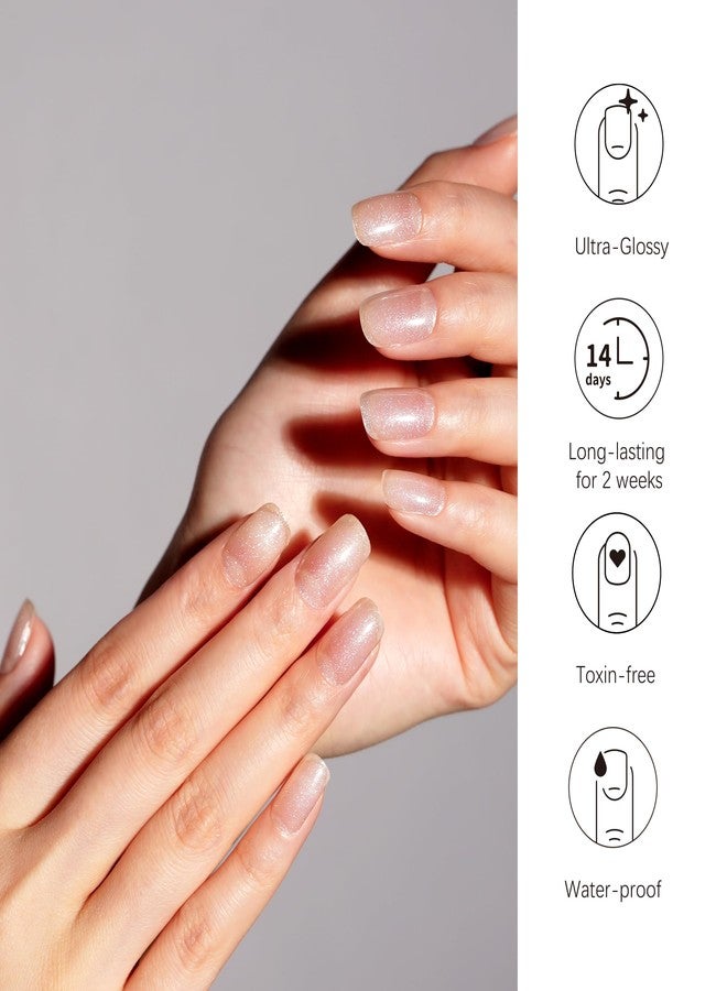 DANNI & TONI Semi Cured Gel Nail Strips Transparent (Fairy Glaze) White Aurora Crystal Clear Gel Nail Wraps 28 Stickers - Image 2