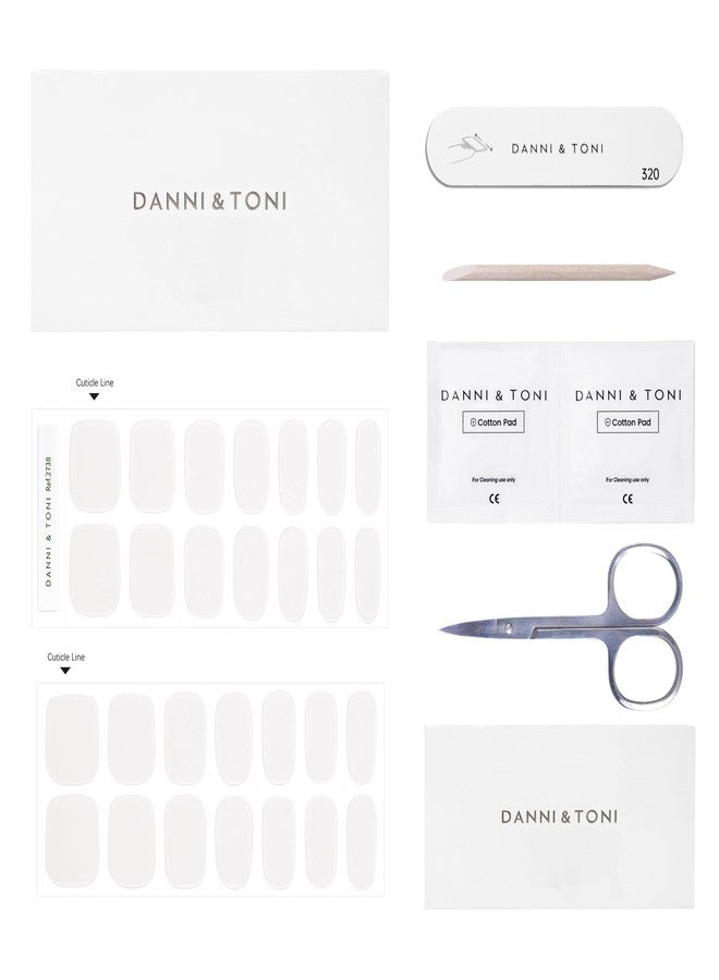 DANNI & TONI Semi Cured Gel Nail Strips Transparent (Fairy Glaze) White Aurora Crystal Clear Gel Nail Wraps 28 Stickers - Image 4