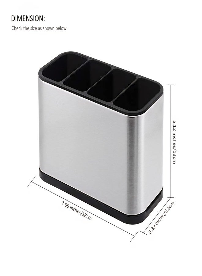 INKIES Sink Cutlery Holder, Stainless Steel Flatware Organizer, Kitchen Utensils Cutlery Caddy Counter, Multifunctional Kitchen Sink Washing Sponge Storage Rack, Chopstick Cage - Image 3