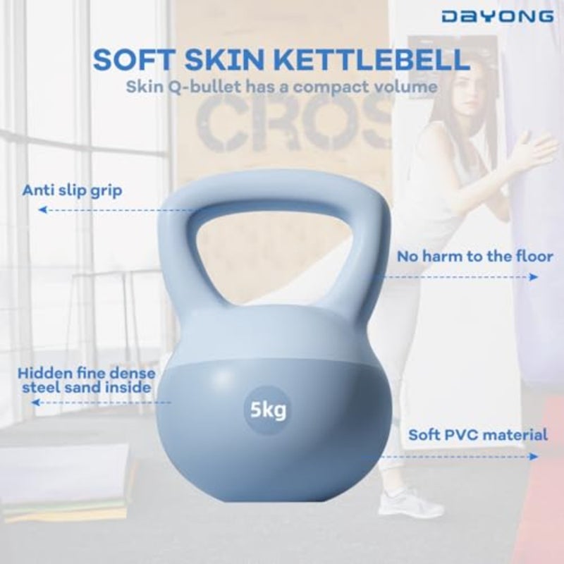 Fitness training: PVC kettlebell in black, durable soft-touch material for squat, weightlifting, core and full-body workouts - Image 2