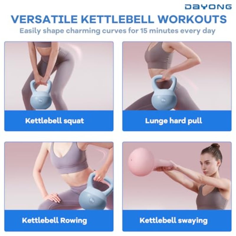 Fitness training: PVC kettlebell in black, durable soft-touch material for squat, weightlifting, core and full-body workouts - Image 5