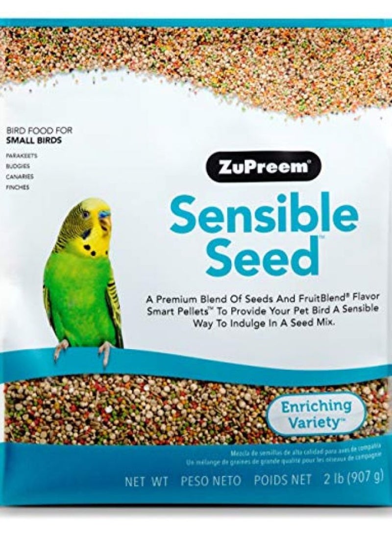 ZuPreem ZuPreem Sensible Seed Bird Food for Small Birds, 2 lb - Premium Blend of Seeds and FruitBlend Pellets for Parakeets, Budgies, Parrotlets, Canaries, Finches - Image 1