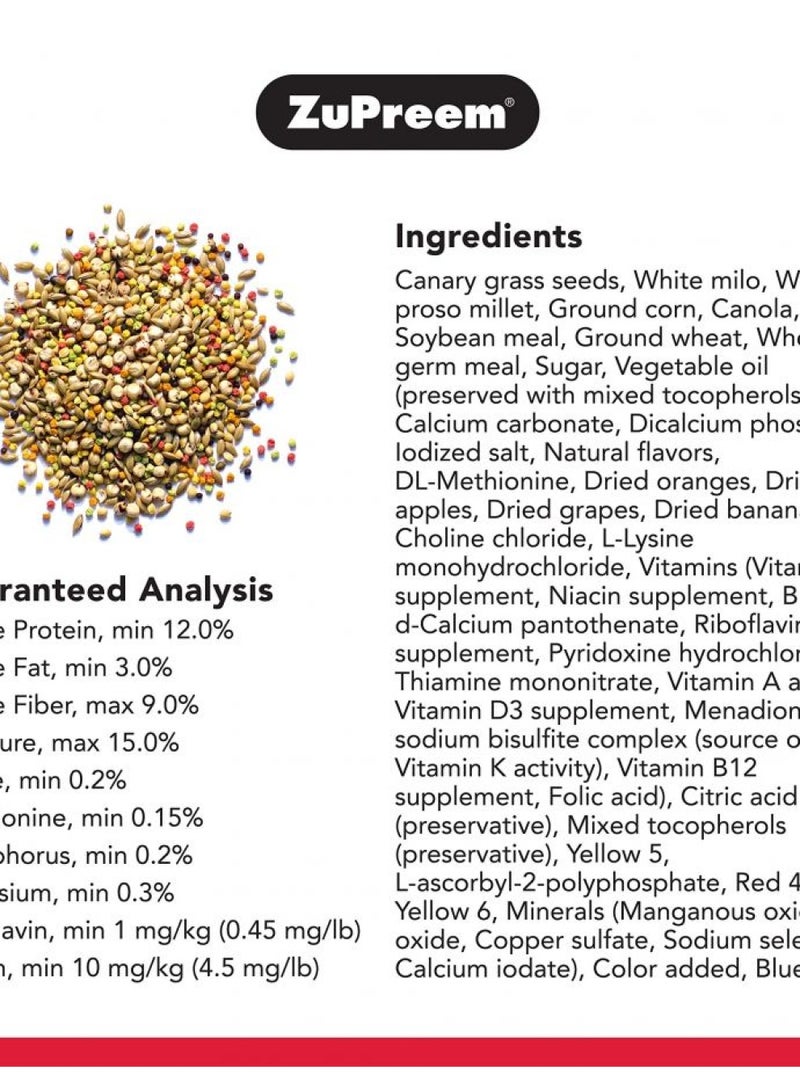 ZuPreem ZuPreem Sensible Seed Bird Food for Small Birds, 2 lb - Premium Blend of Seeds and FruitBlend Pellets for Parakeets, Budgies, Parrotlets, Canaries, Finches - Image 2