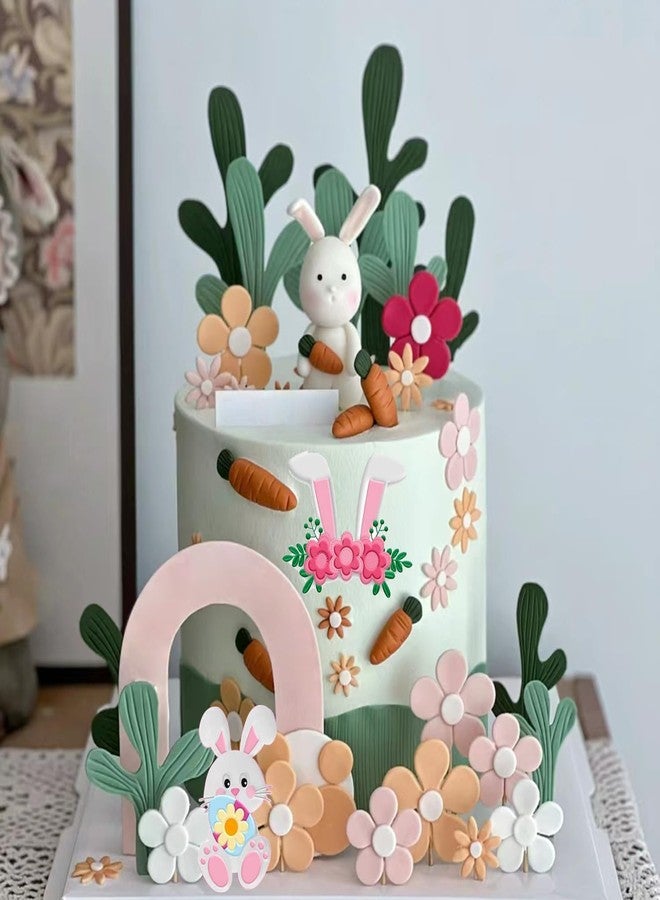 MINFEIDMS Easter Fondant Molds Cute Bunny Pattern 3D Silicone Moulds Assorted Rabbit Carrots Flowers Molds Easter Cupcake Cookie Baking Decorating Moulds For Candy Chocolate Gum Paste Set Of 2 - Image 4