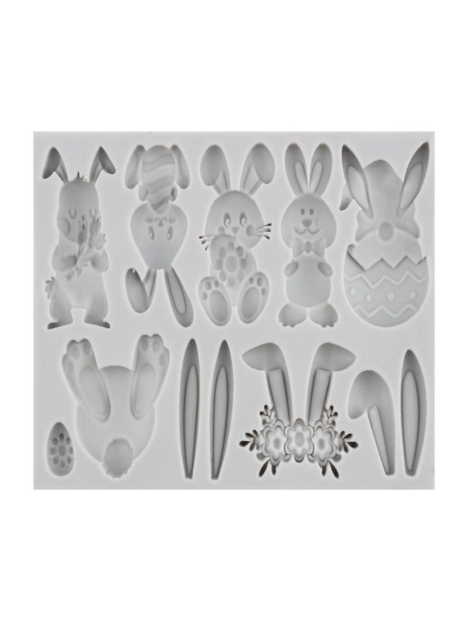 MINFEIDMS Easter Fondant Molds Cute Bunny Pattern 3D Silicone Moulds Assorted Rabbit Carrots Flowers Molds Easter Cupcake Cookie Baking Decorating Moulds For Candy Chocolate Gum Paste Set Of 2 - Image 3