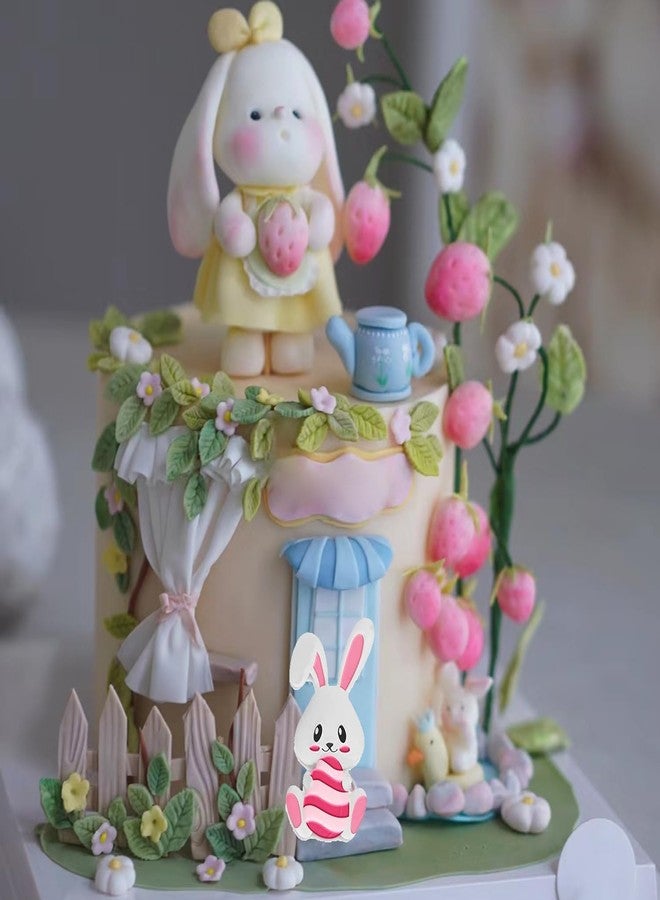 MINFEIDMS Easter Fondant Molds Cute Bunny Pattern 3D Silicone Moulds Assorted Rabbit Carrots Flowers Molds Easter Cupcake Cookie Baking Decorating Moulds For Candy Chocolate Gum Paste Set Of 2 - Image 5