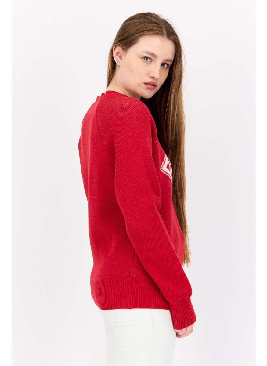 ESPRIT Women Crew Neck Textured Sweater, Red  - Image 2