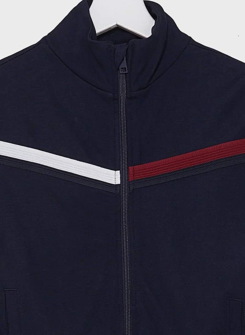 TOMMY HILFIGER Kids Global Striped Zip Thru Jacket