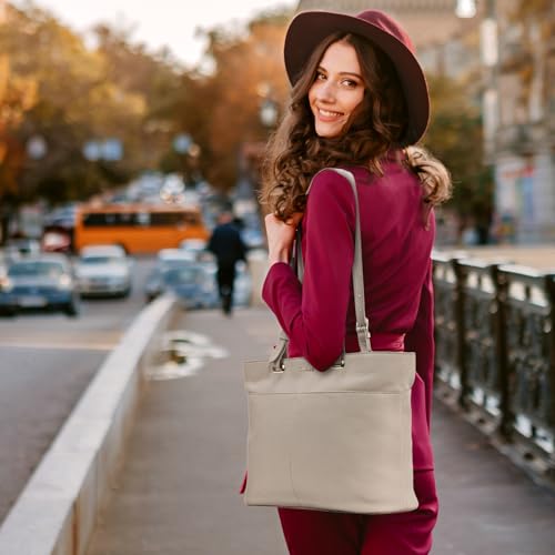 Banuce Large Capacity Leather Tote Bag for Women Shoulder Satchel Purses and Handbags Hobo Bag Grey - Image 2