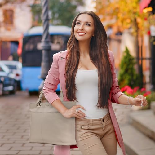 Banuce Large Capacity Leather Tote Bag for Women Shoulder Satchel Purses and Handbags Hobo Bag Grey - Image 3