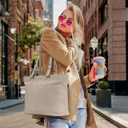 Banuce Large Capacity Leather Tote Bag for Women Shoulder Satchel Purses and Handbags Hobo Bag Grey - Image 4