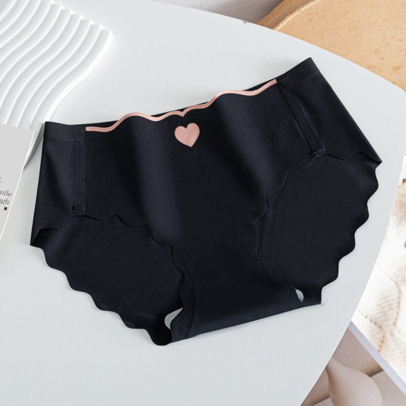 Seamless Ice Silk Thong XL Size Sweet Mid-Rise Design - 100% Cotton Crotch Heart-Shaped Thong For Daily Wear & Comfort-Seeking Users - Image 2