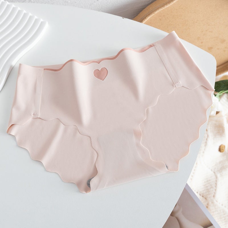 Seamless Ice Silk Thong XL Size Sweet Mid-Rise Design - 100% Cotton Crotch Heart-Shaped Thong For Daily Wear & Comfort-Seeking Users - Image 5