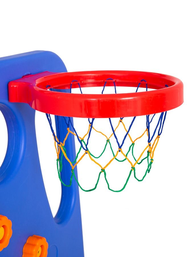 JSAITOYS 2 In 1 Indoor Plastic Kids Slide With Basketball Hoop - Image 5