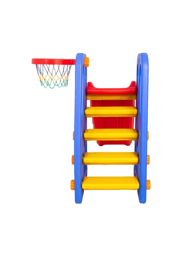 JSAITOYS 2 In 1 Indoor Plastic Kids Slide With Basketball Hoop - Image 3